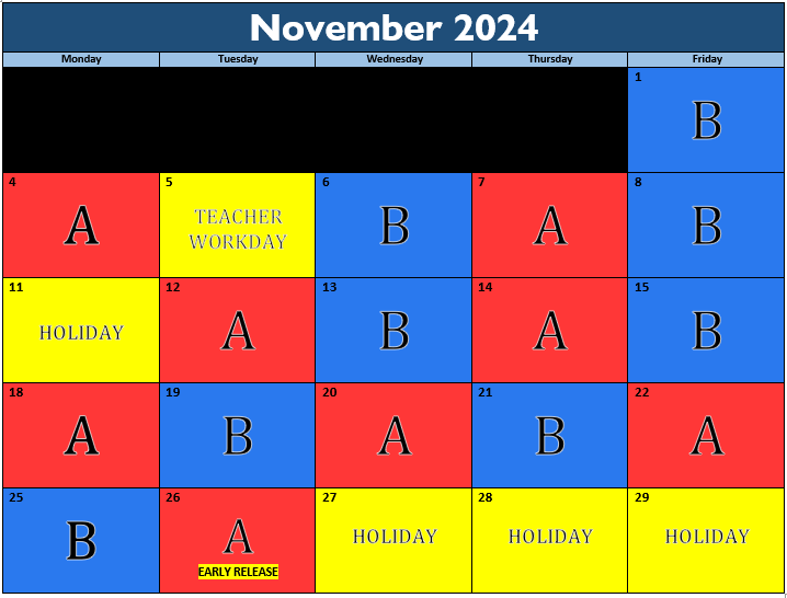 October 2024  A-B Calendar